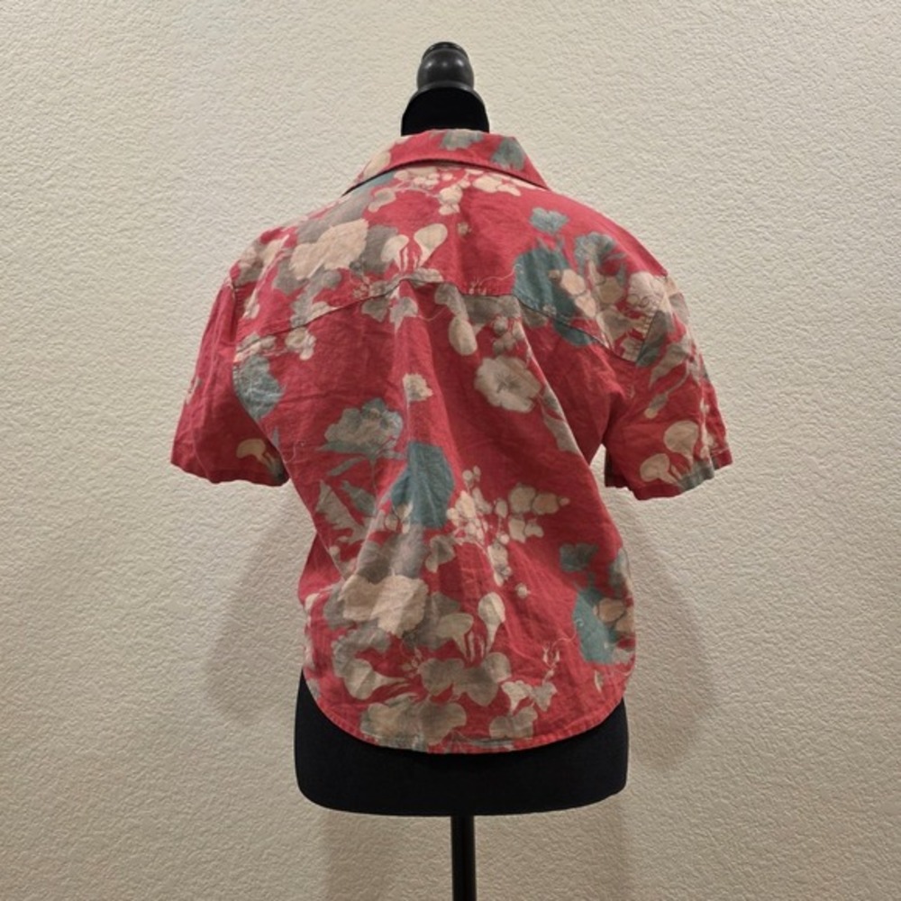 Sunday Best Short Sleeve Button Front Top Womens S Floral Print Cropped Resort - Picture 3 of 9